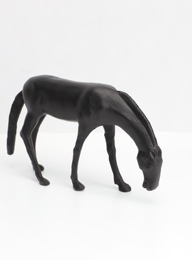 新中式创意家居马摆件低头鹿样板房玄关客厅书房铸铁软装饰品摆设