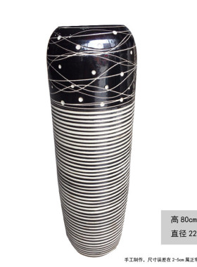 黑色花瓶景德镇陶瓷工艺品家居饰品落地大花瓶摆件礼品干花