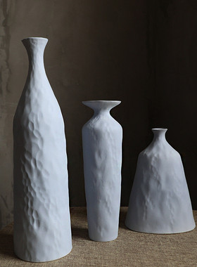 北欧艺术素胚陶瓷花瓶莫不规则纹理创意几何兰迪样板房工艺品摆件