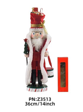 圣诞人木偶35cm胡桃夹子姜饼系列圣诞老人木制工艺品圣诞节日用品