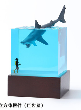 外贸海洋创意新款潜水员鲨鱼海豚树脂夜灯摆件手工家居树脂工艺品