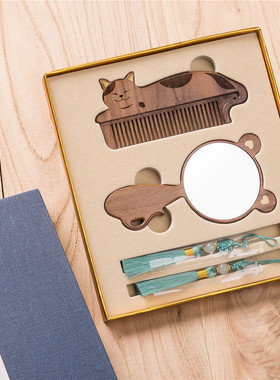 天然木梳子中国风便携家用按摩雕刻女生防静电细批发桃木梳套装齿