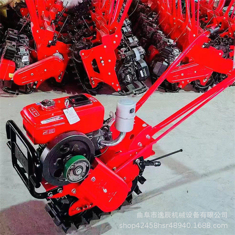Hot-selling multi-functional hand-pushed gasoline chain-rail micro-tiller farmland soybean and wheat cultivator self-propelled fertilization sowing machine