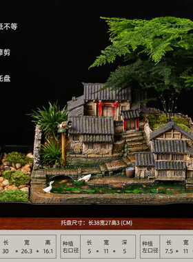 1s2j批发中式小院盆景办公室桌面绿植盆栽客厅装饰摆件农家微景观