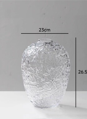 简约家居装饰落地锤纹吊钟马醉木灰色水培玻璃花瓶大肚花器摆件