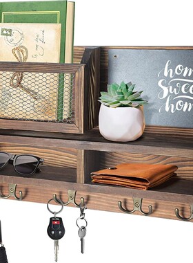 新品家用架壁式收纳架玄关门口钥匙挂钩墙复古墙面木质装饰架