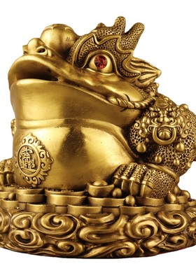 纯铜金蟾摆件客厅祥云双角如意金蟾大小号家居精工装饰品开业礼品