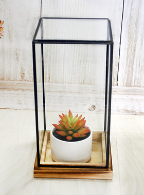 批发铜边复古玻璃展示罩玻璃防尘罩几何花房玻璃欧式客厅装饰摆件