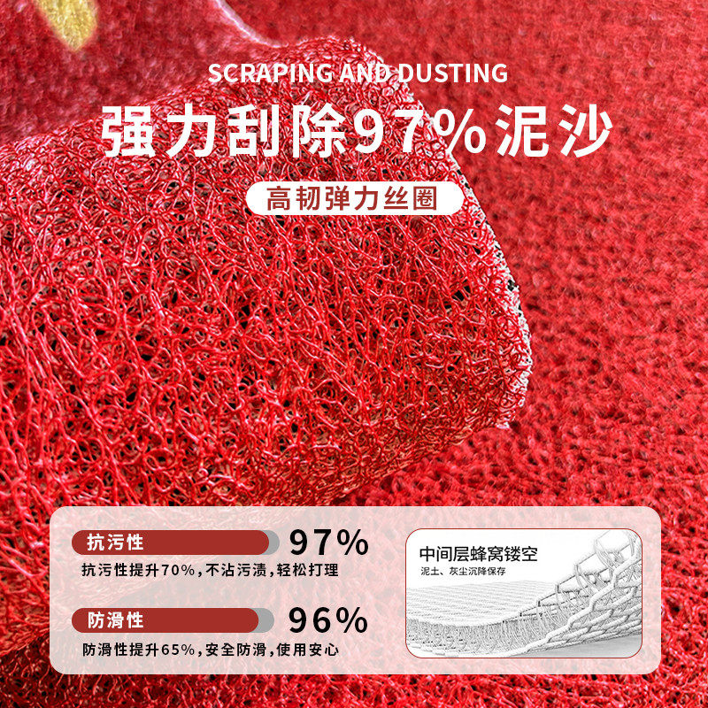 丝圈地垫喜庆红色入户门垫防滑耐磨除尘进门口脚垫子用玄关地毯,淘宝优惠券,粉丝福利购,淘宝优惠卷