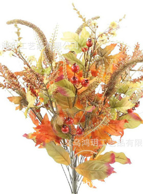 热销人工秋季花/枫叶/浆果喜庆秋季收获展示,25英寸,金/橙色混合