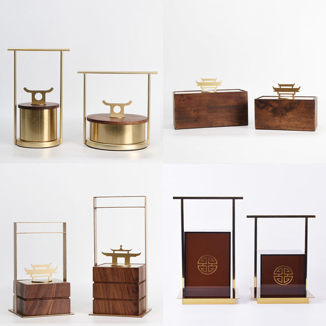 New Chinese-style metallic carrying box ornament model room study living room soft decoration Chinese style Huipai storage decorative box