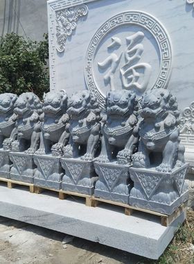 门口批发石雕石狮子户外门口仿古石雕庭院厂家景观摆件青石石狮子