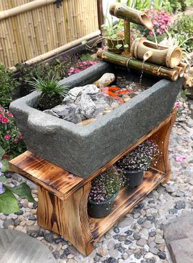 热销jih3批发庭院水池中式景观阳台小院鱼池假山流水喷泉花园布置