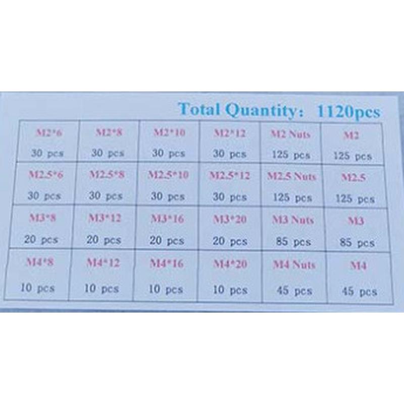 1120pcs盒装304不锈钢圆柱头/杯头螺丝螺母M2M2.5M3 - 图2