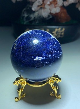 热销天然蓝纹石水晶球摆件创意客厅玄关办公室家居装饰品跨境热销