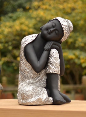 中式禅意软装睡佛树脂摆件东南亚装饰入户花园客厅佛头外贸出口