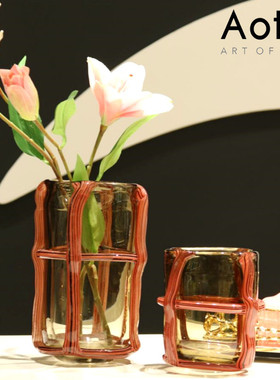 热销创意复古玻璃花瓶直筒水培透明家居大号酒柜花瓶摆件软装工艺