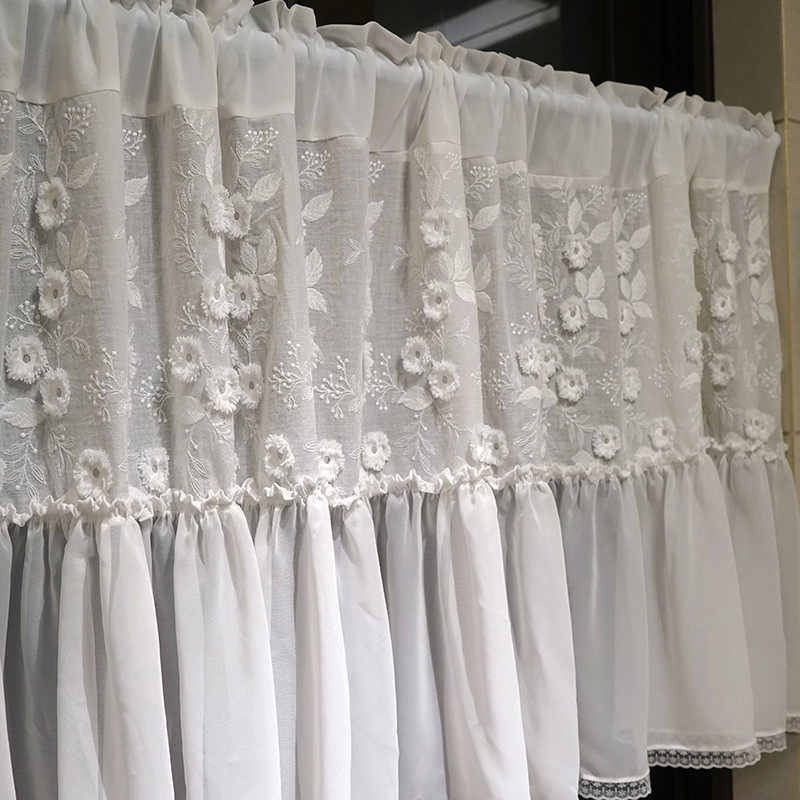 cs法式立体刺绣门帘半帘窗帘短款帘美式隔断帘厨房窗户柜子屏风遮,淘宝优惠券,粉丝福利购,淘宝优惠卷