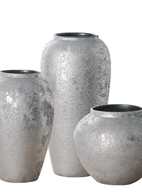 北欧轻奢花瓶银色现代简约ins创意干花插花器客厅餐厅摆件装饰品