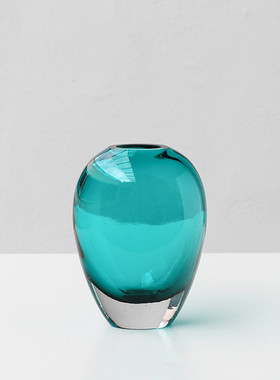 碧轩现代轻奢艺术透明彩色厚底玻璃花瓶样板间客厅餐桌装饰花器