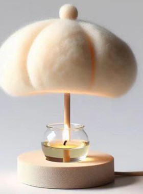 欧式树脂植绒香薰融蜡灯小夜灯摆件儿童房书房子绒帽植香薰灯台灯