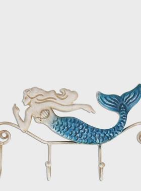 工艺品创意家居美人鱼铁艺挂钩挂饰复古客厅墙壁挂钩