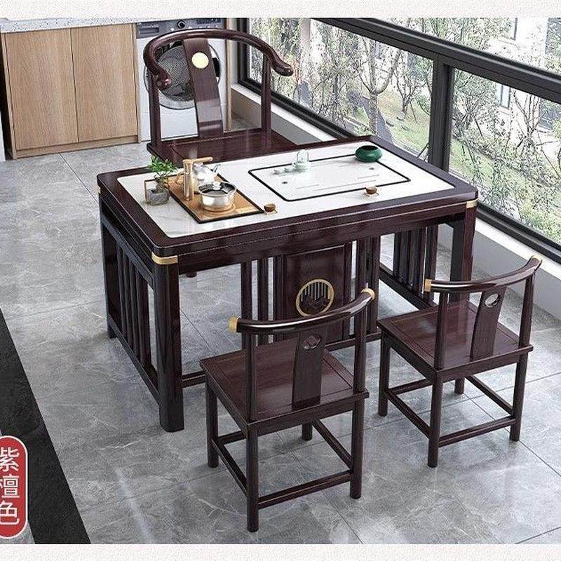 阳台茶桌椅三件套新中式家用泡茶桌套装一体实木茶台桌岩板茶桌,淘宝优惠券,粉丝福利购,淘宝优惠卷