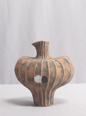 高级感法式花瓶摆件轻奢客厅侘寂风手工陶瓷花瓶展厅售楼处民宿软