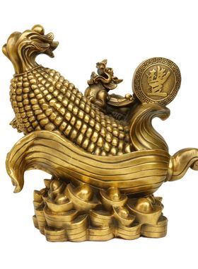 纯玉米貔貅大丰收黄铜铜貔貅金钱玉米摆件家居招财