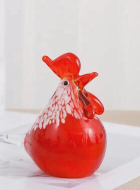 手工古法摆件公鸡母鸡创意家居琉璃摆件玻璃工艺品玻璃小鸡