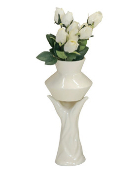 创意手工法式花瓶高级感ins风复古奶油风房间装饰陶瓷摆件花瓶