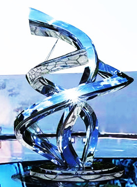 源头工厂不锈钢雕塑定制园林景观镜面月亮圆环水景户外大型摆件