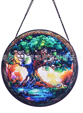 彩绘玻璃挂饰，20cm新款复古热销玻璃挂件浮雕立线艺术装饰