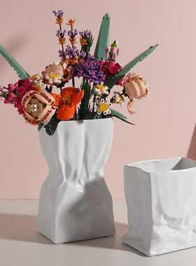 热销贝汉美白色奶油陶瓷花瓶风高级感摆件客厅桌面插花创意小花瓶