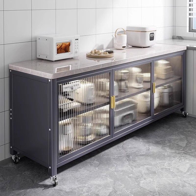 厨房置物架落地多层岩板收纳柜多功能微波炉烤箱切菜餐边碗储物柜,淘宝优惠券,粉丝福利购,淘宝优惠卷