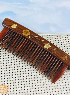 厂家紫光檀手工插齿镶嵌拼接木梳女生家用顺发工艺品梳批发礼品梳