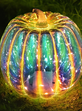 现货包邮幻彩南瓜玻璃灯欧美节日摆件小夜灯带定时功能鬼节礼品