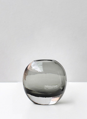 怡工艺露简约加厚玻璃花瓶圆球厚底新品插花客厅摆件光板琥珀批发