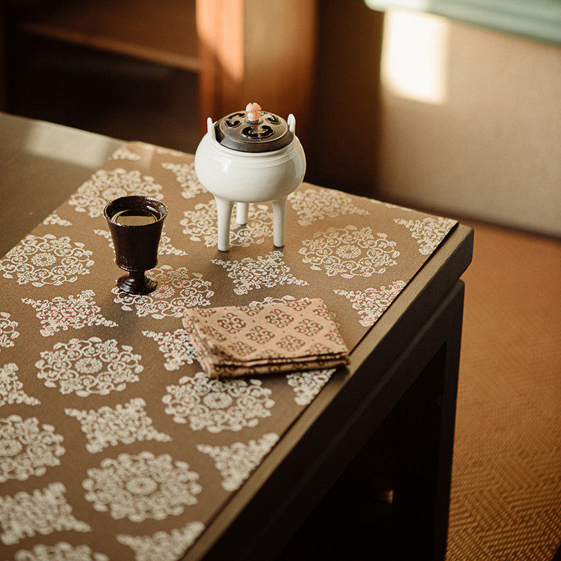 手工织锦布艺团花纹茶席2米3米长款茶席垫茶室空间,淘宝优惠券,粉丝福利购,淘宝优惠卷