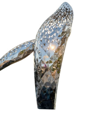 不锈钢镜面海豚雕塑户外广场海豚雕塑海豚戏水不锈钢摆件雕塑设计