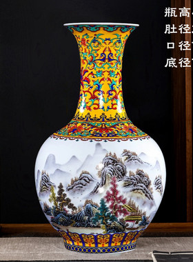 现代中式客厅陶瓷花瓶摆件景德镇家居电视柜装饰品玄关插花器摆设