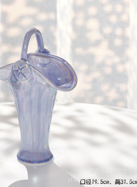 ins梦幻创意陶瓷北欧艺术家居客厅插花装饰摆件手提陶瓷花瓶篮