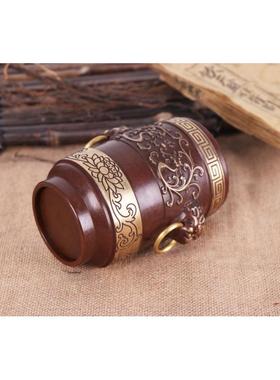 热销杨铜记复古桌面办公摆件狮头笔筒铜莲花笔筒铜笔筒