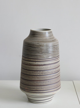 景德镇手工粗陶复古装饰品仿古日式瓶装饰家居客厅花瓶摆件花瓶