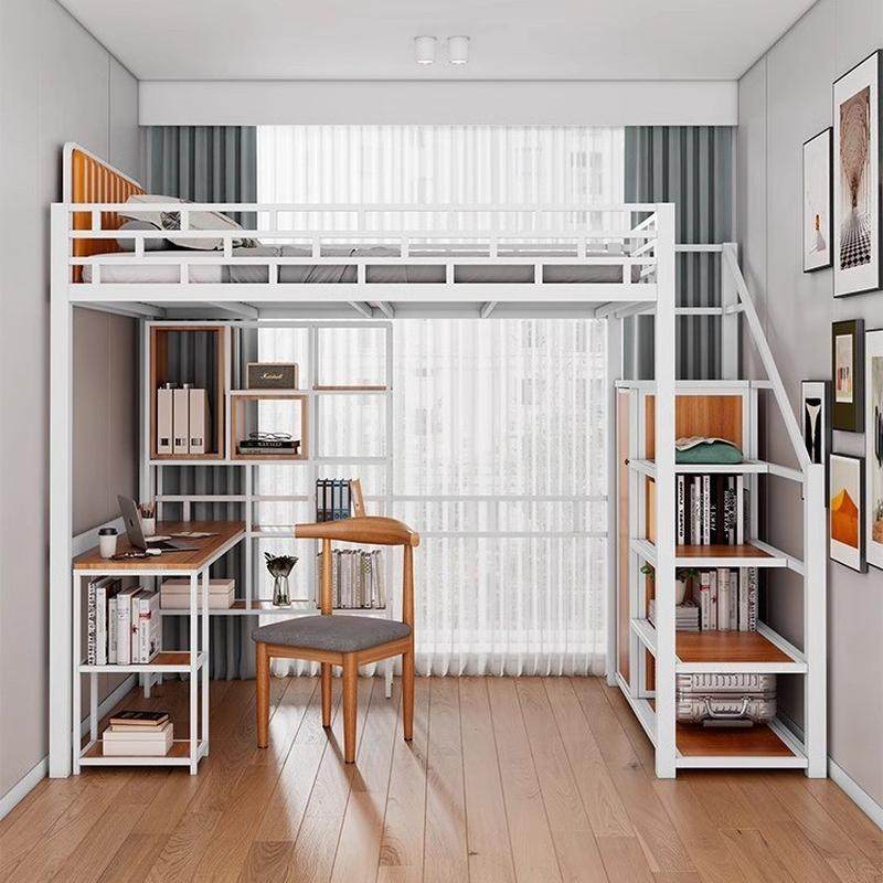 铁艺高架床单上层儿童阁楼复式二楼小户型省空间成人上下铺铁架床,淘宝优惠券,粉丝福利购,淘宝优惠卷