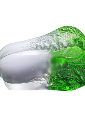 淄博古法琉璃工艺品白菜汽车摆件高档办公室桌面镇纸装饰水晶物好