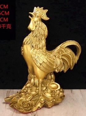 摆件鸡纯铜福字鸡金鸡报晓卧室中式装饰家居客厅铜公鸡工艺品