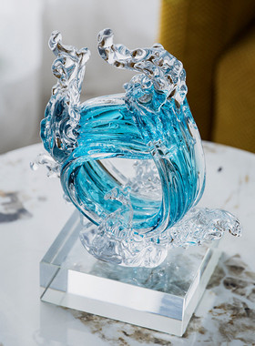 欣可现代艺术摆件琉璃抽象轻奢财源滚滚玄关电视柜酒柜水晶摆设