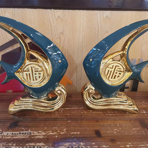 热销艺术轻奢陶瓷电镀摆件创意抽象新品软装装饰品 - 图2