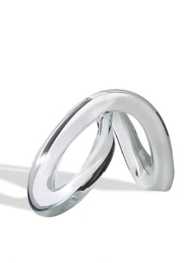 现代轻奢交叉琉璃黑白扭转摆件样板间别墅家居客厅桌面创意饰品